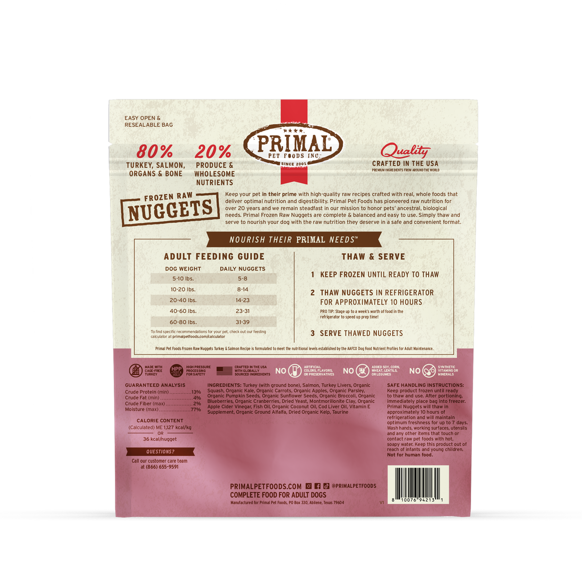 Primal Turkey & Salmon Formula Nuggets Frozen Dog Food