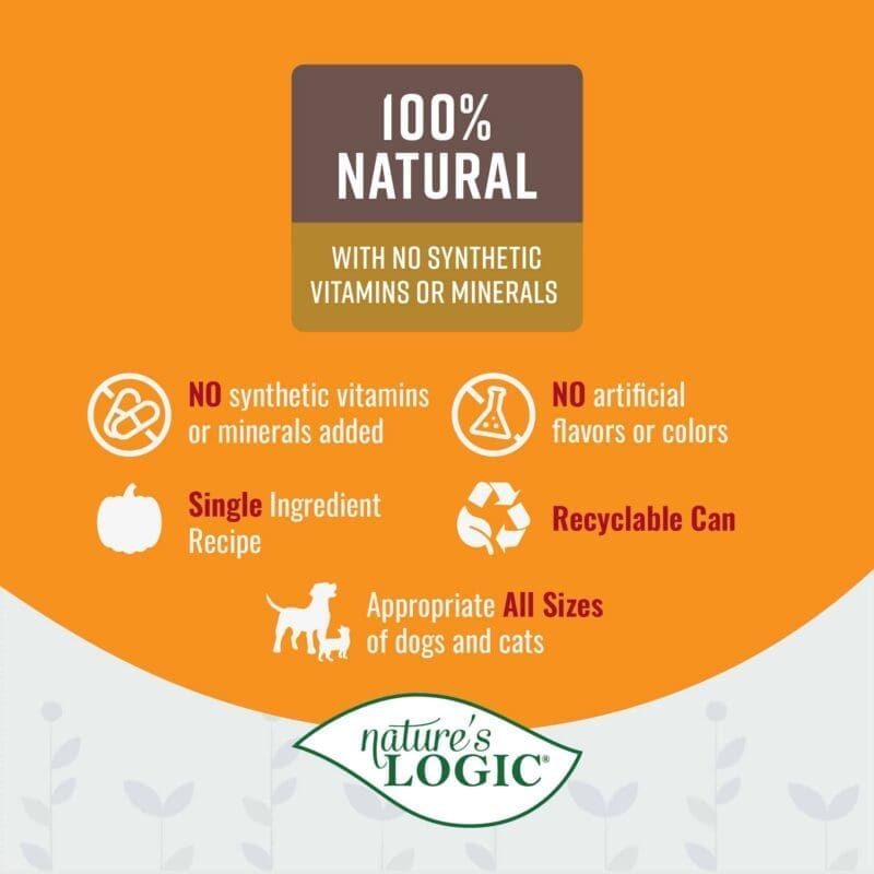 Nature's Logic Pumpkin Puree Food Supplement for Dogs and Cats