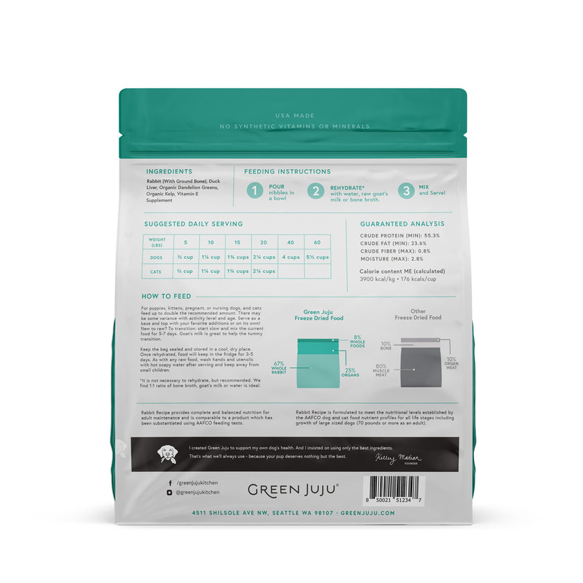 Green Juju Dog Freeze Dried Rabbit Raw Limited Ingredient Diet