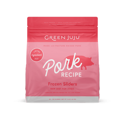 Green Juju Dog Frozen Pork Patties and Sliders