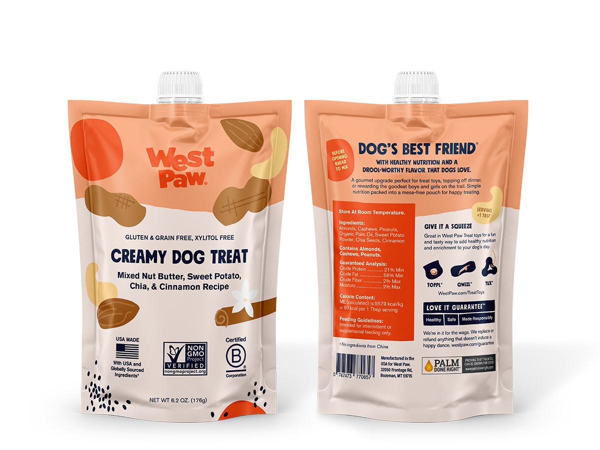 West Paw Creamy Dog Treat, Sweet Potato and Chia Seed