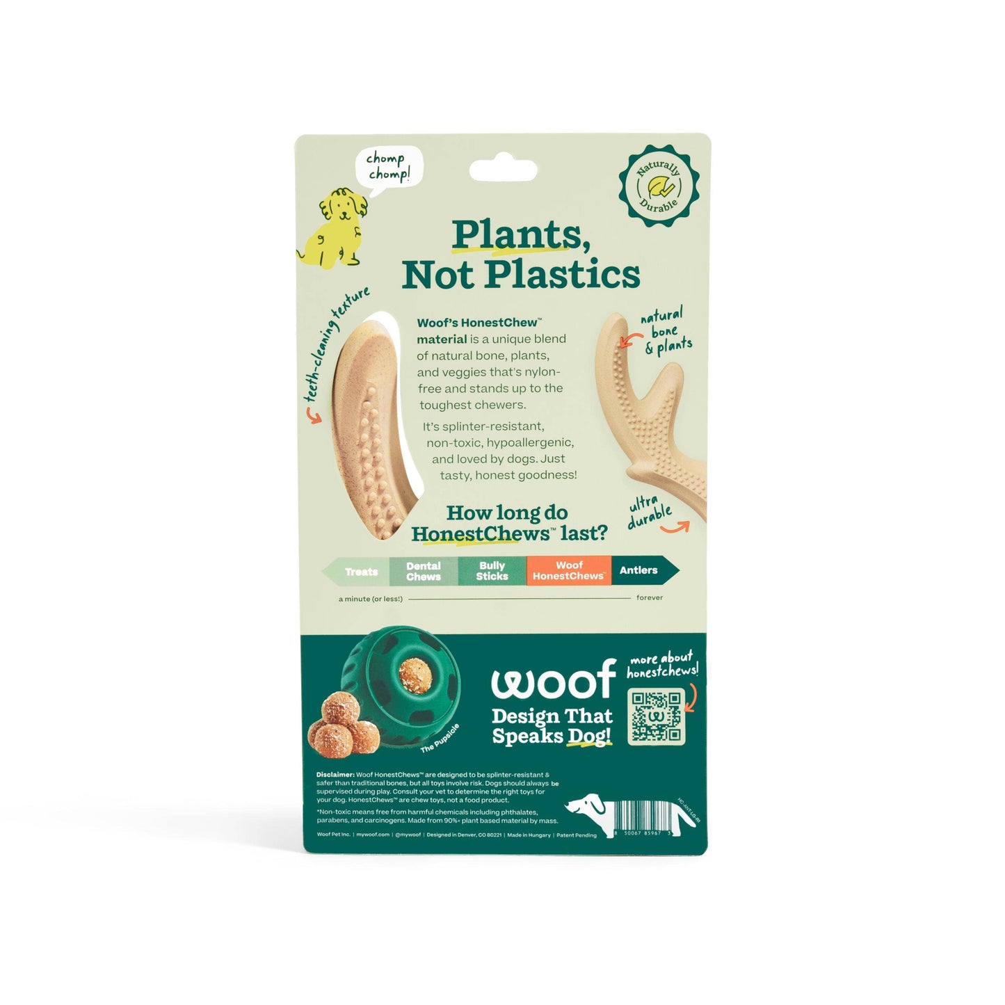 Woof HonestChew Antler Hard Density All-Natural Food Grade Dog Chew Toy
