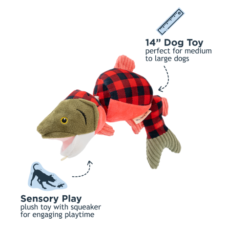 Tall Tails Holiday Jointed Shake Play Salmon Dog Toy