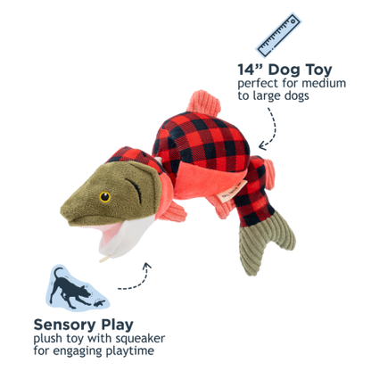 Tall Tails Holiday Jointed Shake Play Salmon Dog Toy