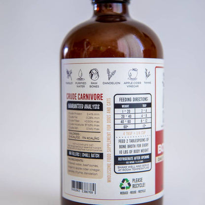 Crude Carnivore Beef Bone Broth for Dogs and Cats