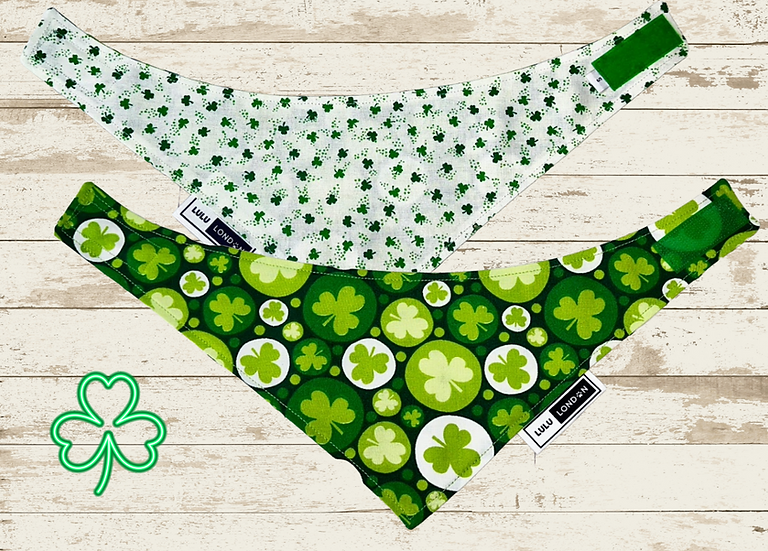 LuLu London Reversible "Clover Coins" Dog Bandana