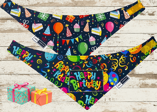 Lulu London Birthday Pup Custom Reversible Dog Bandana