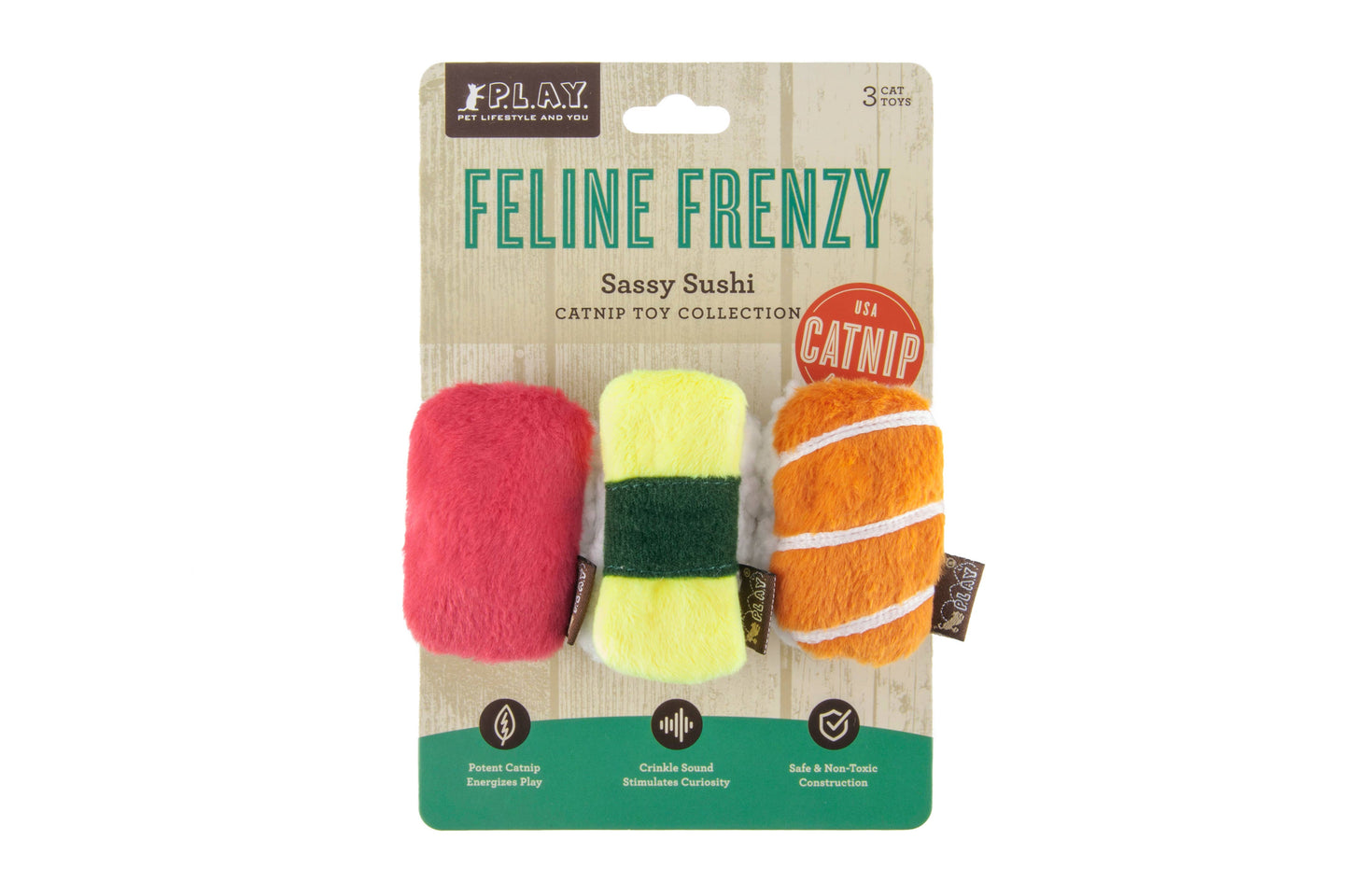 P.L.A.Y. Feline Frenzy - Sassy Sushi Plush Cat Toy