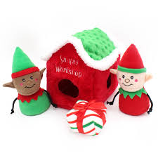 ZippyPaws Holiday Burrow™ Santa's Workshop Plush Dog Toy