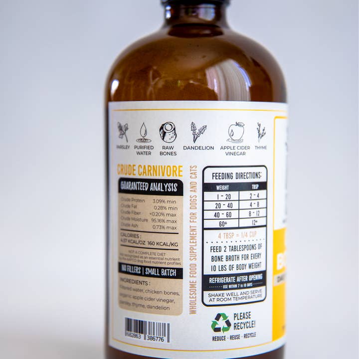 Crude Carnivore Chicken Bone Broth for Dogs and Cats