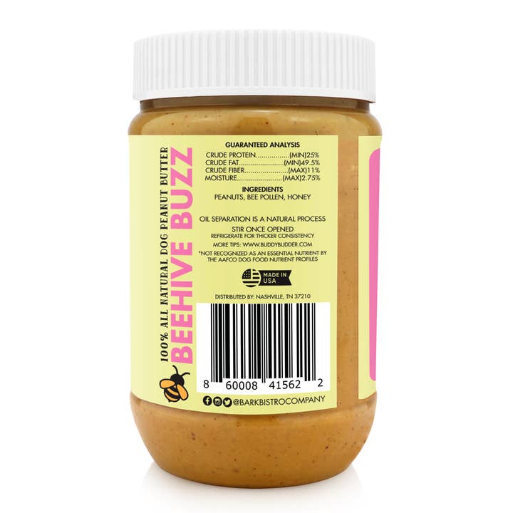 Bark Bistro Beehive Buzz Buddy Budder Peanut Butter for Dogs