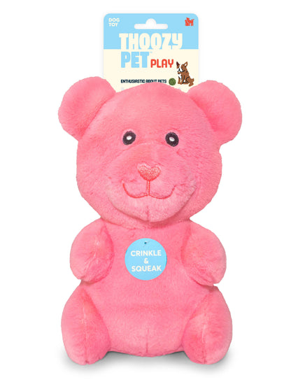 ThoozyPet Gummy Bear Plush Dog Toy, Pink, 10"