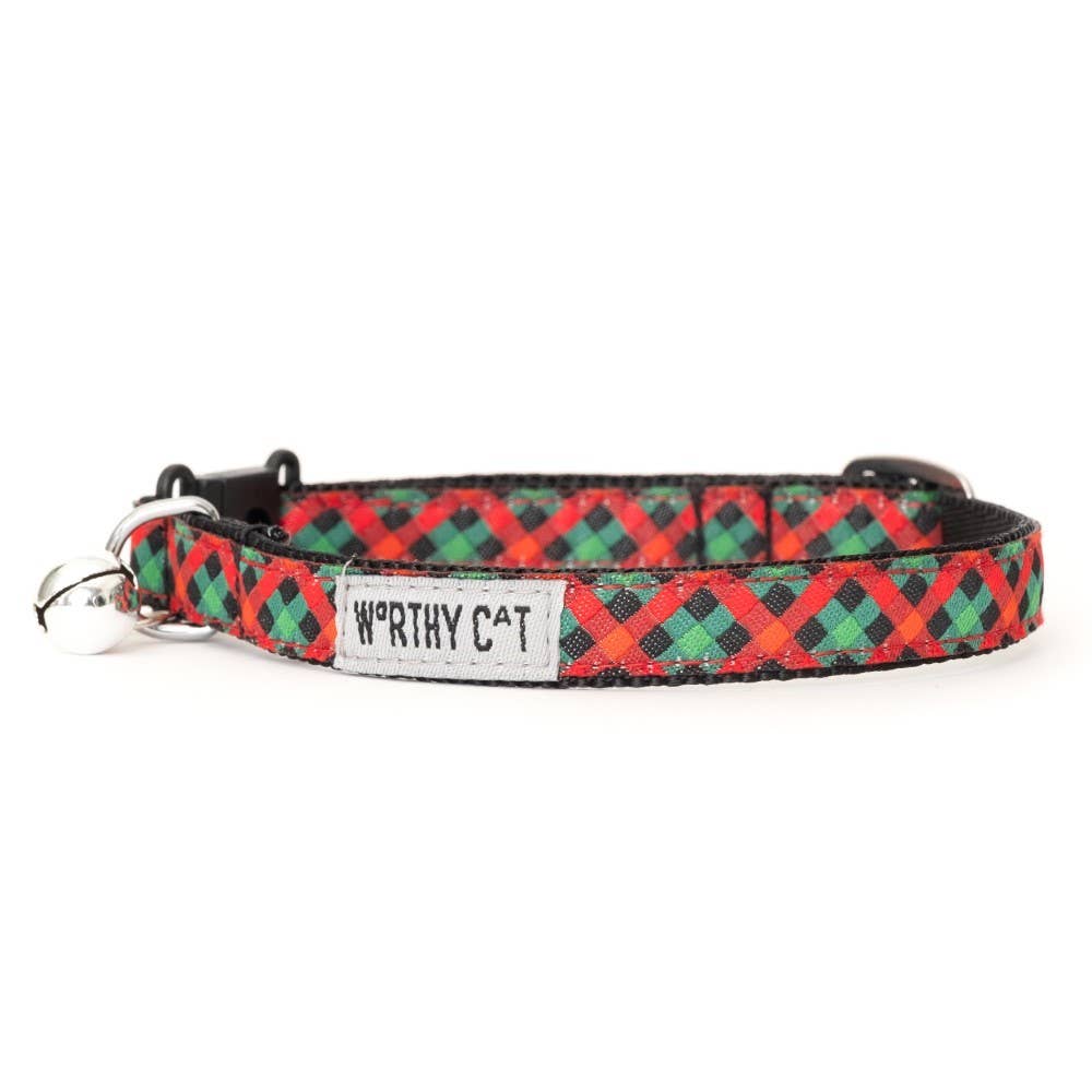 Worthy Cat - Holiday Check Cat Collar