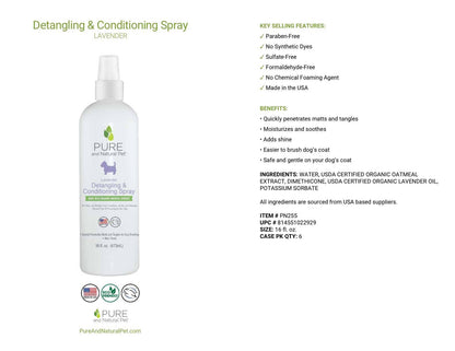 Pure and Natural Pet Detangling and Conditioning Spray for Dogs
