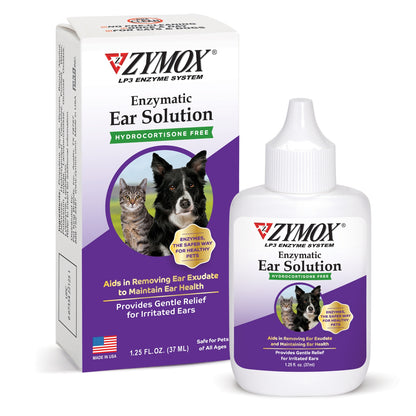 Zymox Hydrocortisone Free Dog & Cat Ear Infection Solution, 1.25-fl oz bottle