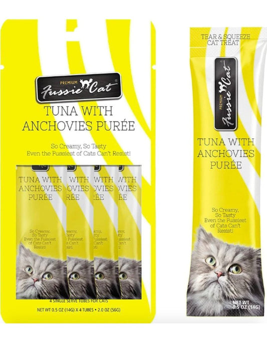 Fussie Cat Tuna Anchovies Puree Lickable Cat Treats