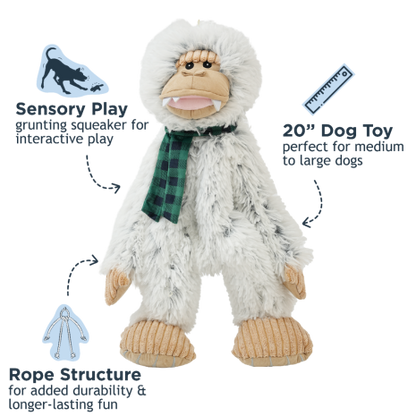 Tall Tails Stuffless Yeti with Scarf Squeaker Dog Toy