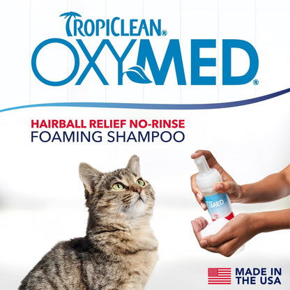 TropiClean OxyMed Hairball Remedy No Rinse Waterless Cat Shampoo, 7.4-fl oz bottle