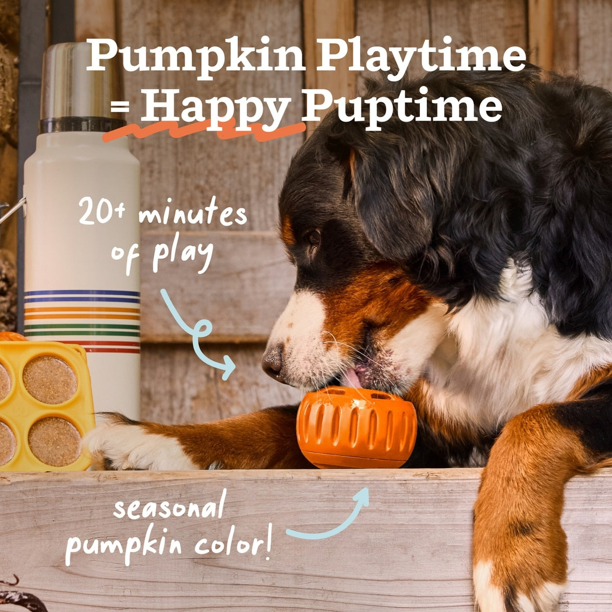 Woof Pupsicle Tough Chew Treat Dispensing Dog Toy, Pumpkin