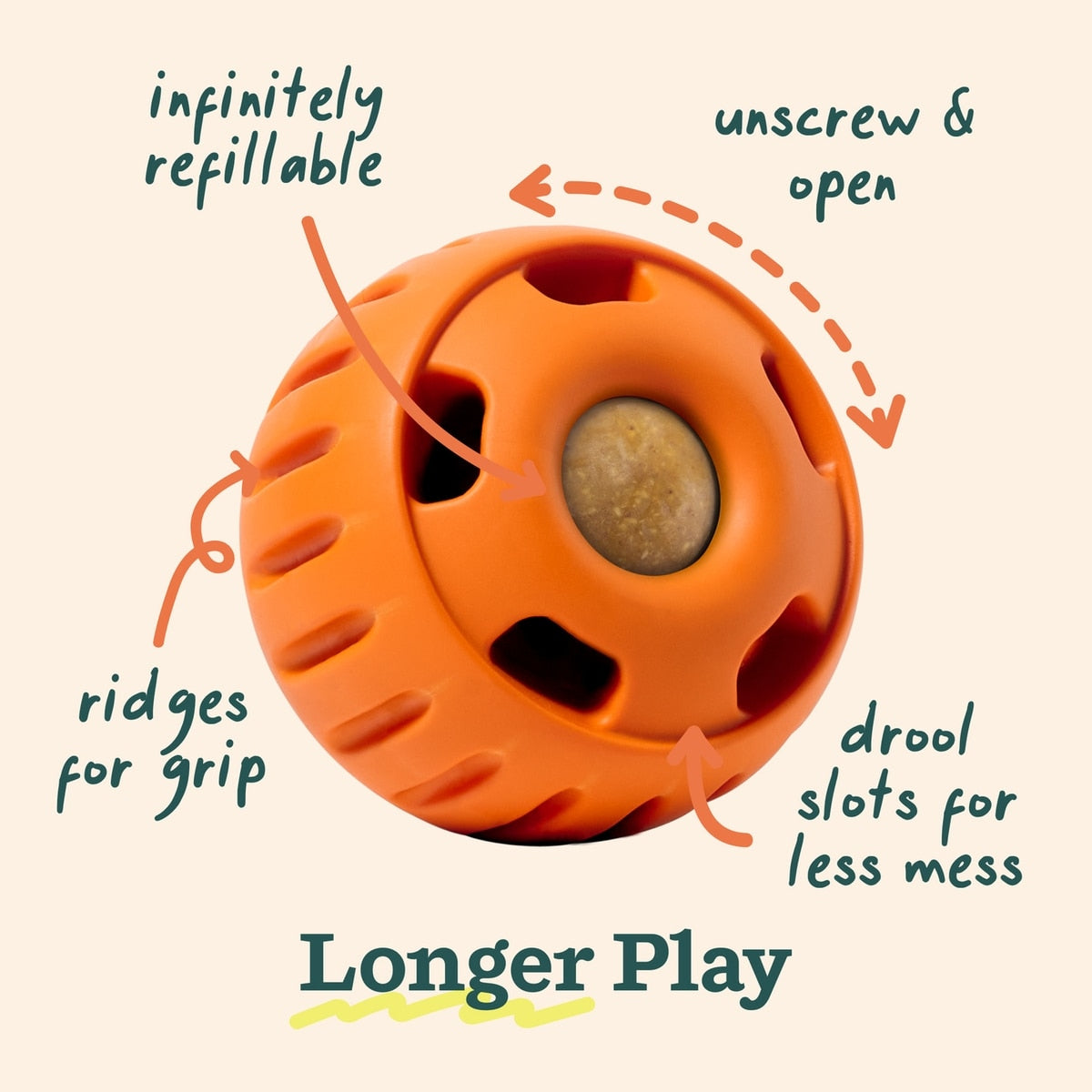 Woof Pupsicle Tough Chew Treat Dispensing Dog Toy, Pumpkin