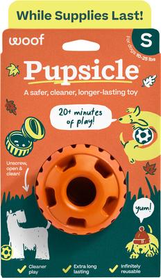 Woof Pupsicle Tough Chew Treat Dispensing Dog Toy, Pumpkin