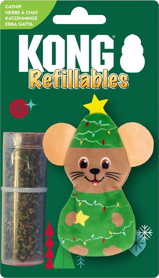 KONG Holiday Refillables Mouse Plush Cat Toy with Catnip