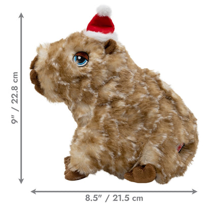 KONG Holiday Comfort Wuzzeez Capybara Squeaky Plush Dog Toy, Medium