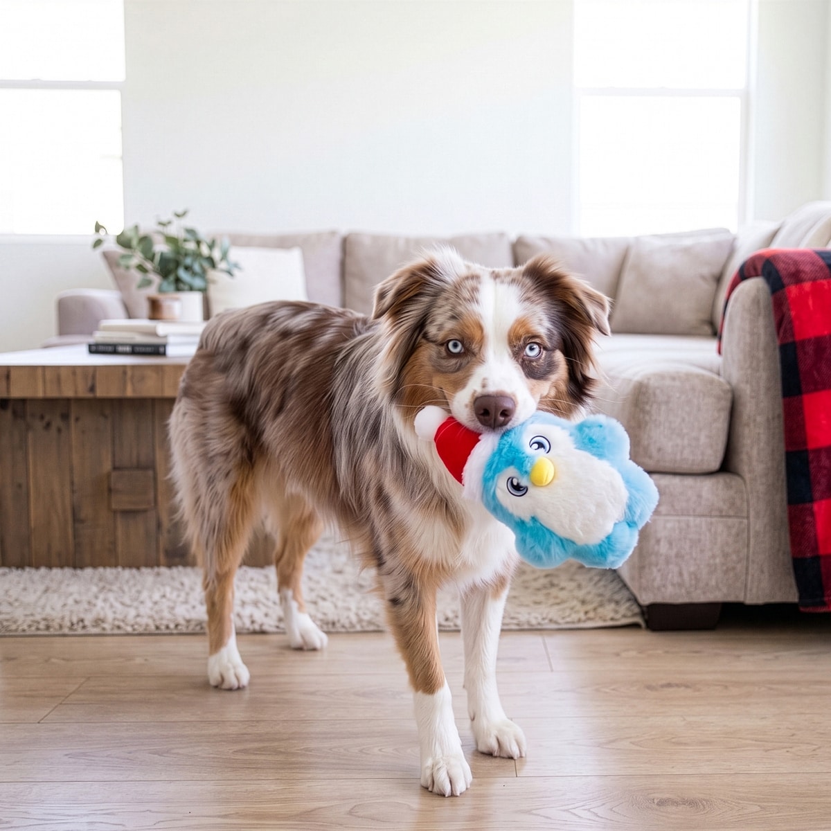 KONG Holiday Snuzzles Santa Penguin Squeaky Plush Dog Toy, Small