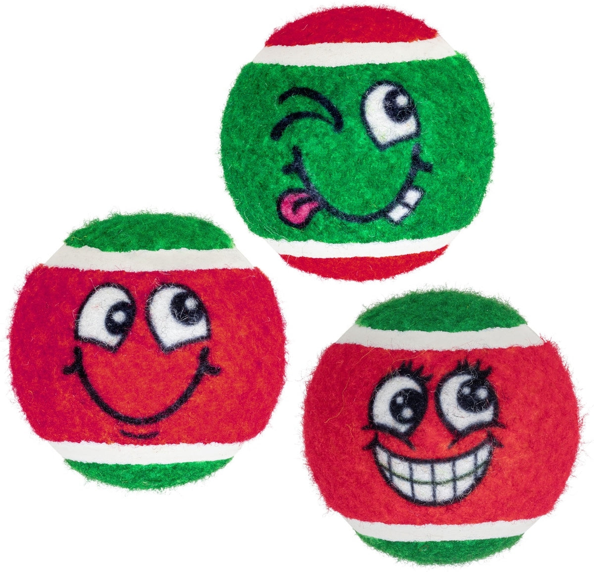 KONG Holiday Grinz Naughty & Nice Sport Balls Bouncy Plush Dog Toy, 3 count