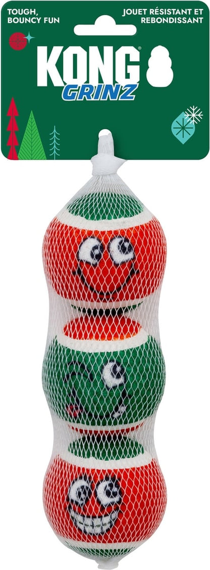 KONG Holiday Grinz Naughty & Nice Sport Balls Bouncy Plush Dog Toy, 3 count