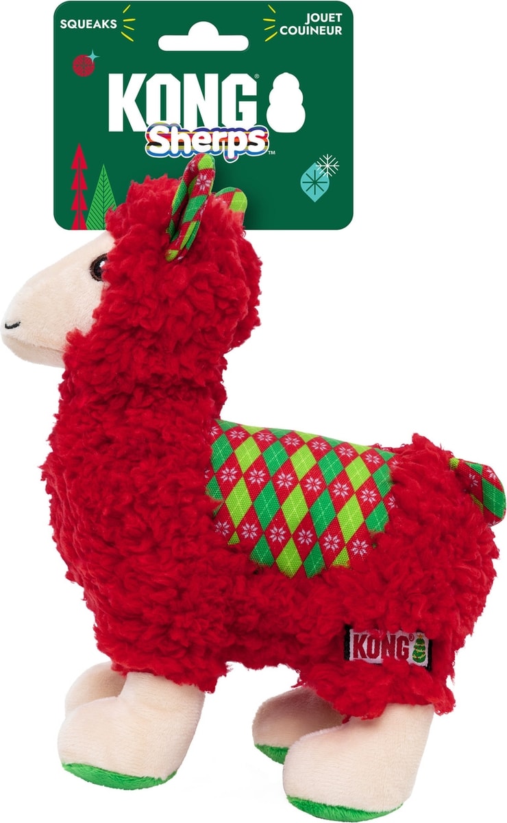 KONG Holiday Sherps Llama Squeaky Plush Dog Toy, Medium