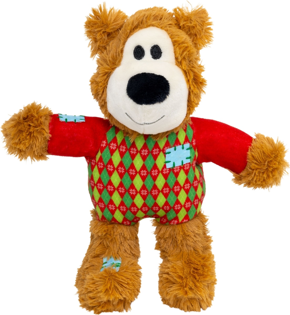 KONG Holiday Wild Knots Sweater Bear Squeaky Plush Dog Toy, Small/Medium