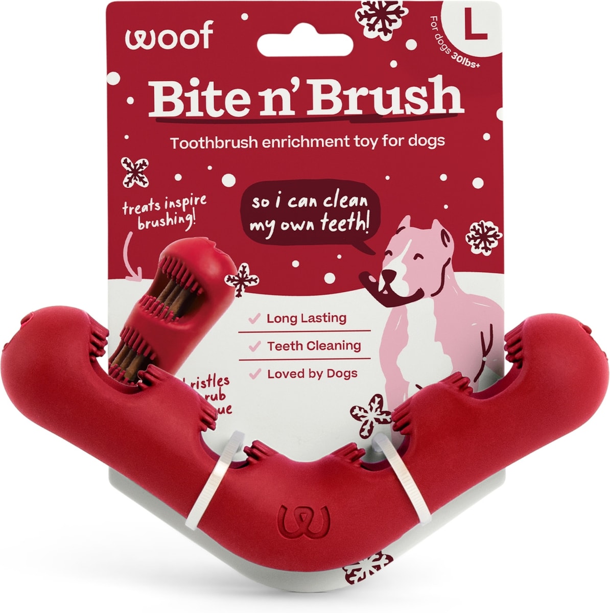 Woof Holiday Bite n' Brush for Dogs