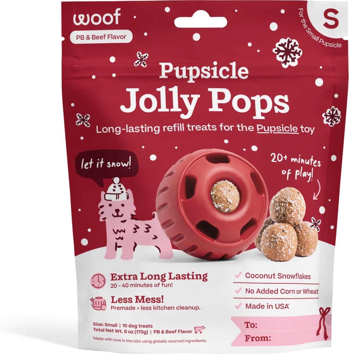 Woof Pupsicle Jingle Pops Refills Peanut Butter Grain-Free Lickable Dog Treats