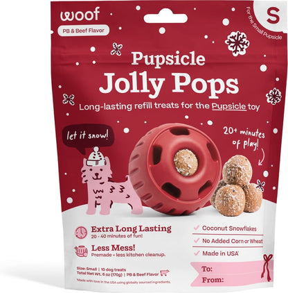 Woof Pupsicle Jingle Pops Refills Peanut Butter Grain-Free Lickable Dog Treats