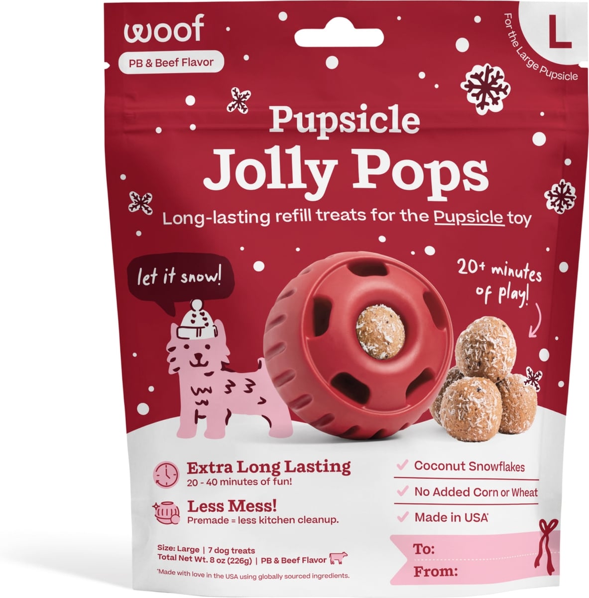 Woof Pupsicle Jingle Pops Refills Peanut Butter Grain-Free Lickable Dog Treats