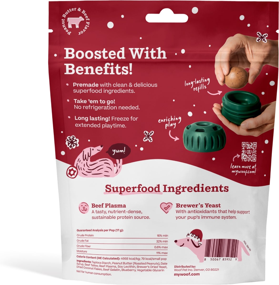 Woof Pupsicle Jingle Pops Refills Peanut Butter Grain-Free Lickable Dog Treats
