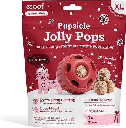 Woof Pupsicle Jingle Pops Refills Peanut Butter Grain-Free Lickable Dog Treats