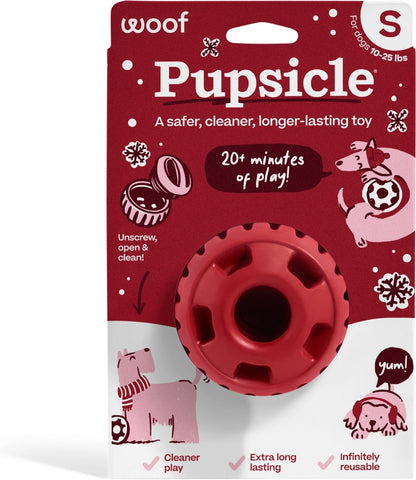 Woof Holiday Pupsicle Long Lasting Interactive Treat Dispensing Dog Toy, Candy Cane Red