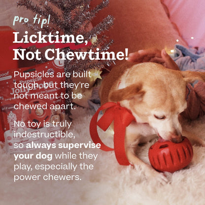 Woof Holiday Pupsicle Long Lasting Interactive Treat Dispensing Dog Toy, Candy Cane Red