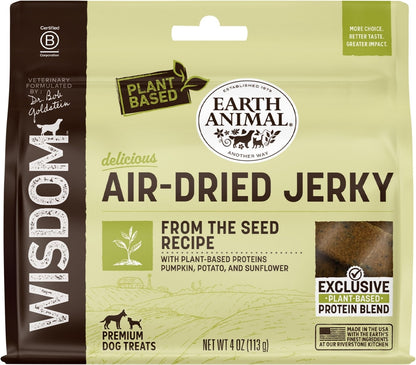 Earth Animal Wisdom Air-Dried From the Seed Recipe Premium Natural Plant-Based Jerky Strips Dog Treats