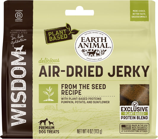 Earth Animal Wisdom Air-Dried From the Seed Recipe Premium Natural Plant-Based Jerky Strips Dog Treats