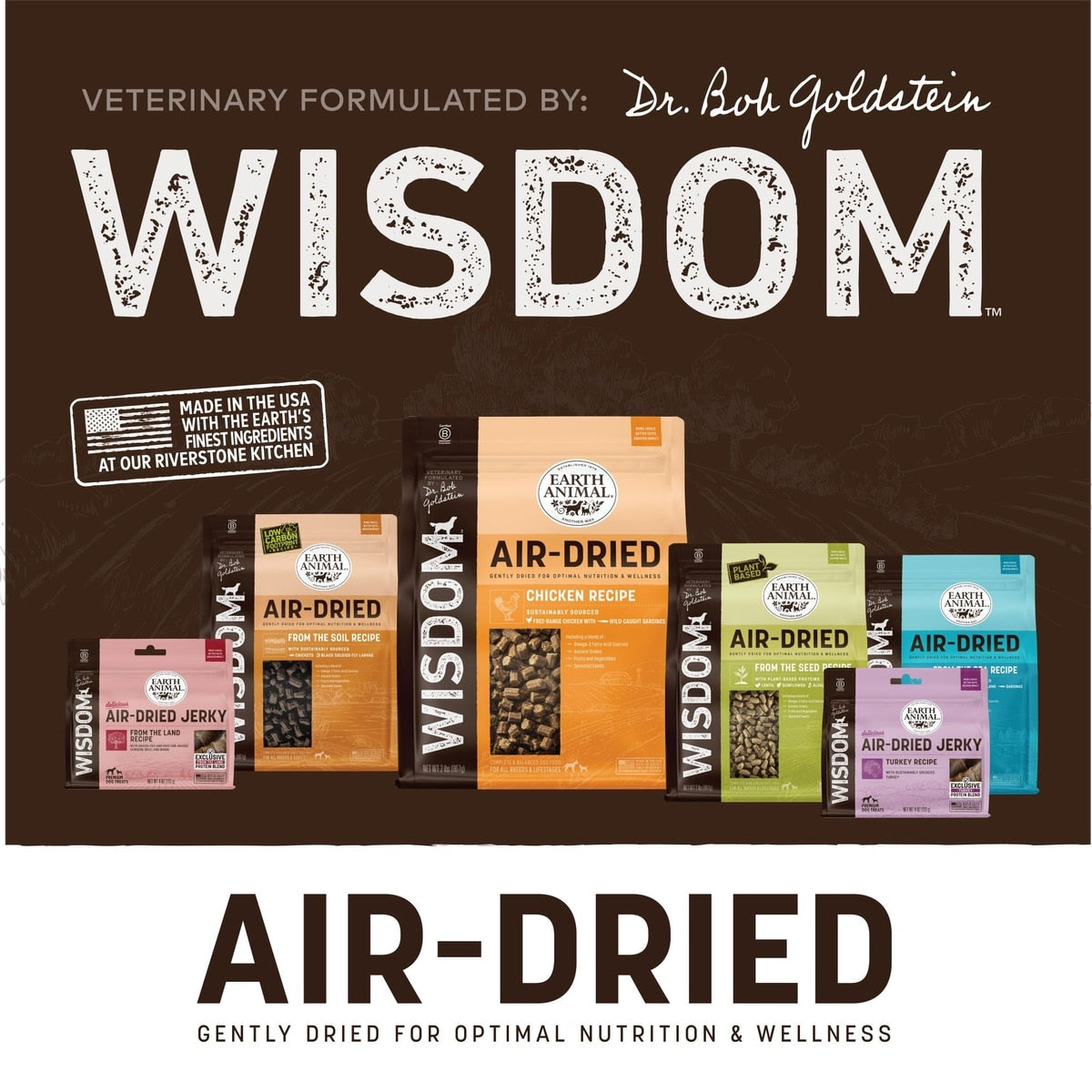 Earth Animal Wisdom Air-Dried From the Soil Recipe Premium Natural Insect-Based Jerky Strips Dog Treats