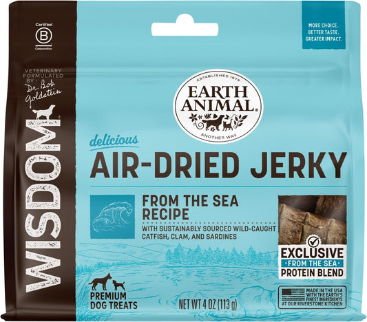 Earth Animal Wisdom Air-Dried From the Sea Recipe with Catfish, Clams, & Sardines Premium Natural Jerky Strips Dog Treats