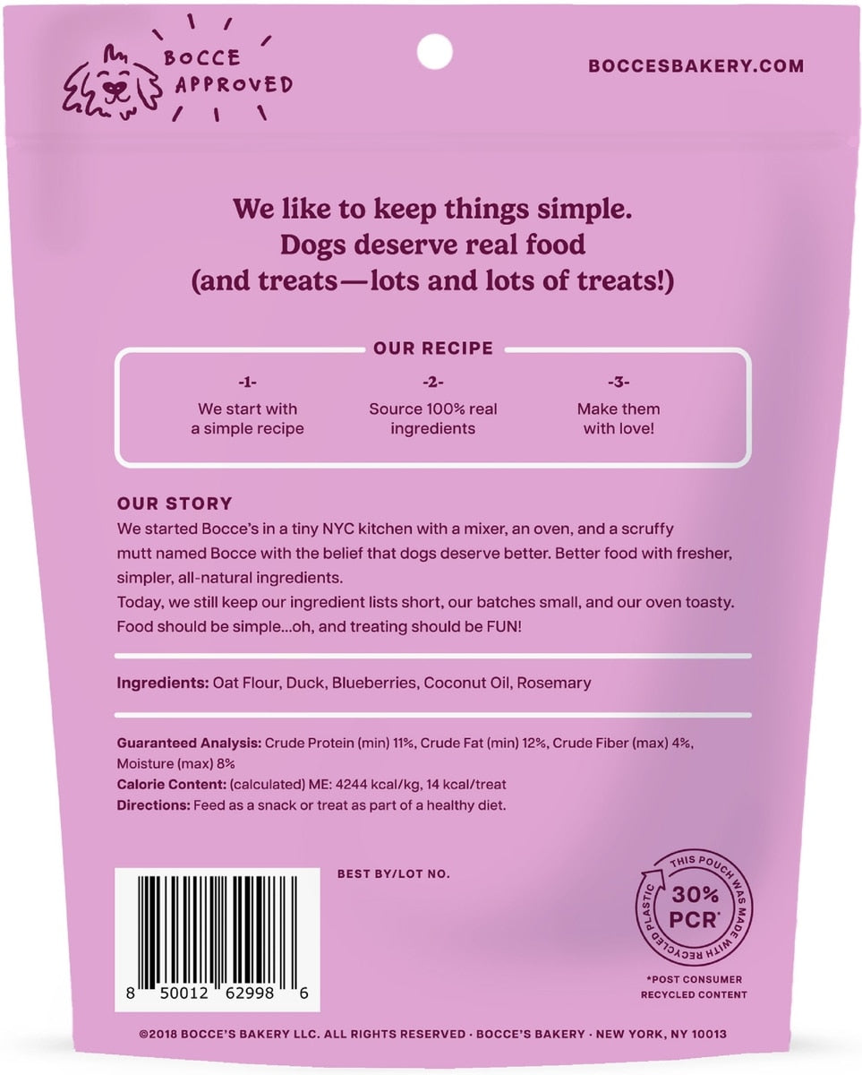 Bocce's Bakery Everyday Quack Quack Quack Biscuits Crunchy Dog Treats, 5-oz bag