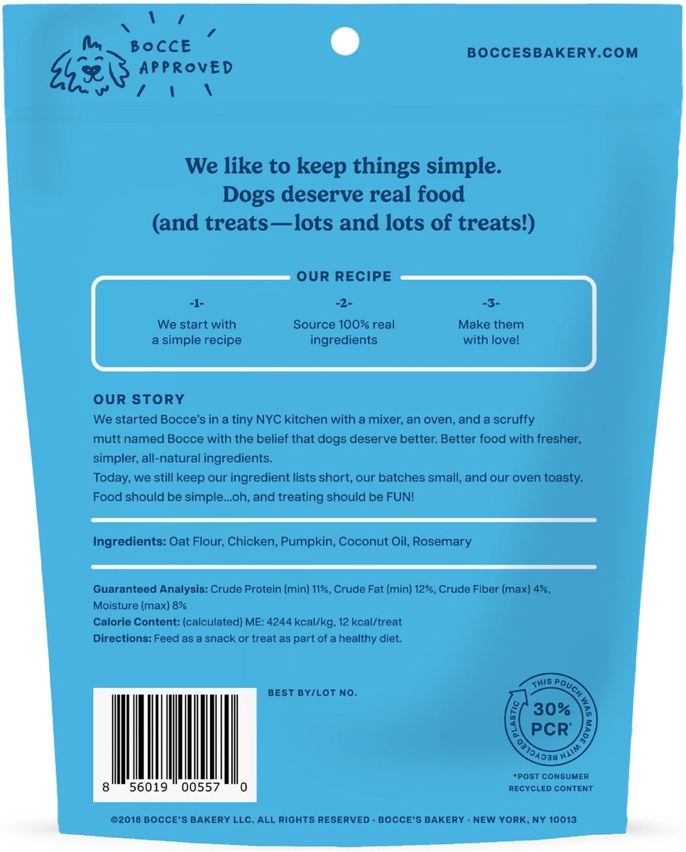 Bocce's Bakery Everyday Sunday Roast Biscuits Crunchy Dog Treats, 5-oz bag