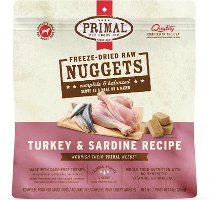 Primal Turkey & Sardine Formula Nuggets Raw Freeze-Dried Dog Food