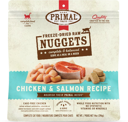 Primal Chicken & Salmon Formula Nuggets Grain-Free Raw Freeze-Dried Cat Food