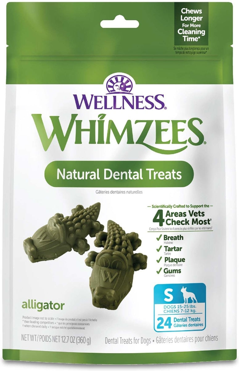 WHIMZEES by Wellness Alligator Dental Chews Natural Grain-Free Dental Dog Treats, Small