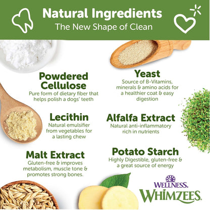 WHIMZEES by Wellness Alligator Dental Chews Natural Grain-Free Dental Dog Treats, Small
